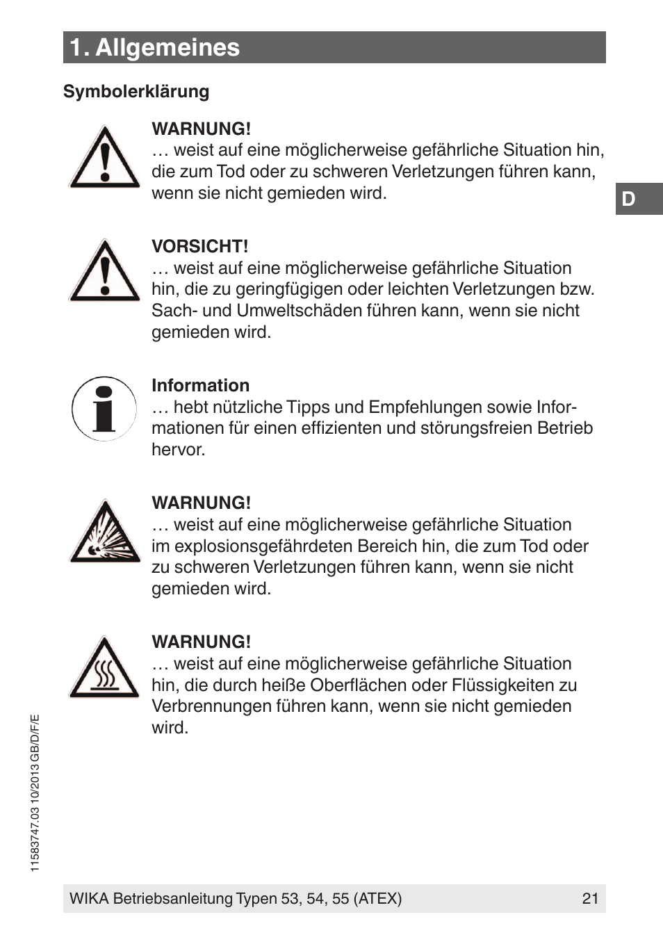 Allgemeines | WIKA 55 User Manual | Page 21 / 64