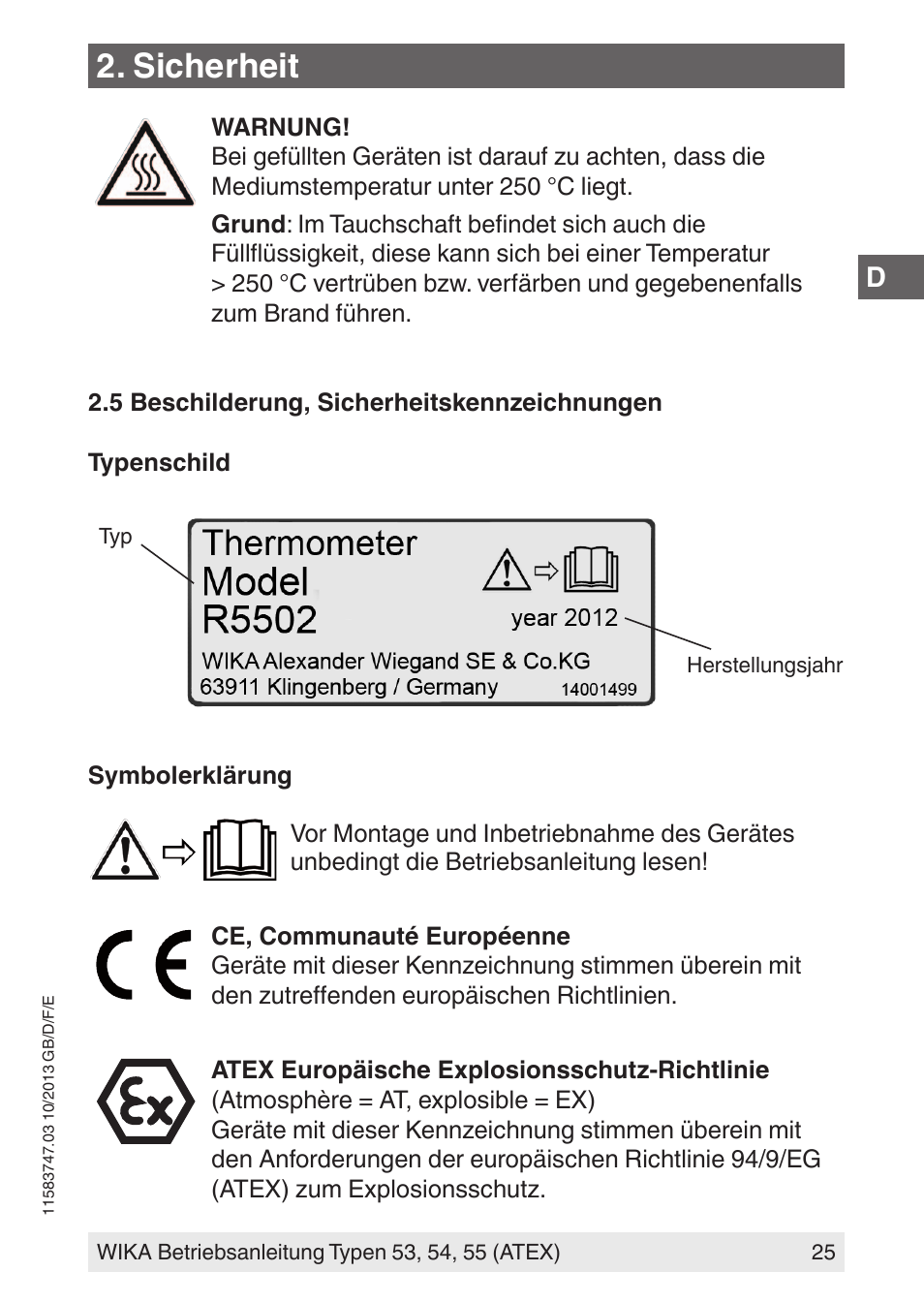Sicherheit | WIKA 55 User Manual | Page 25 / 64