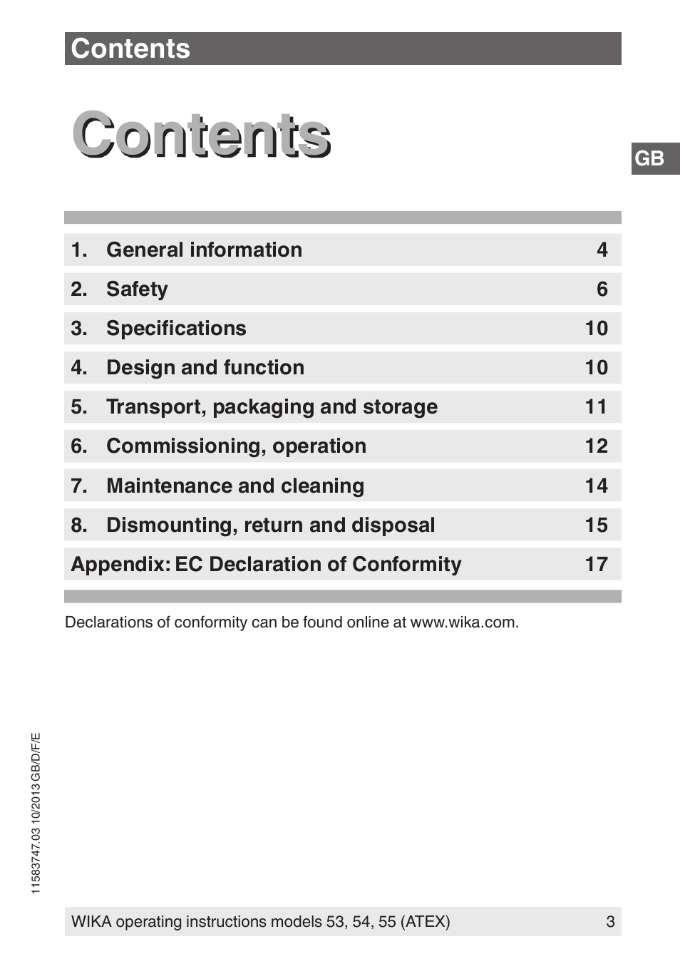 WIKA 55 User Manual | Page 3 / 64