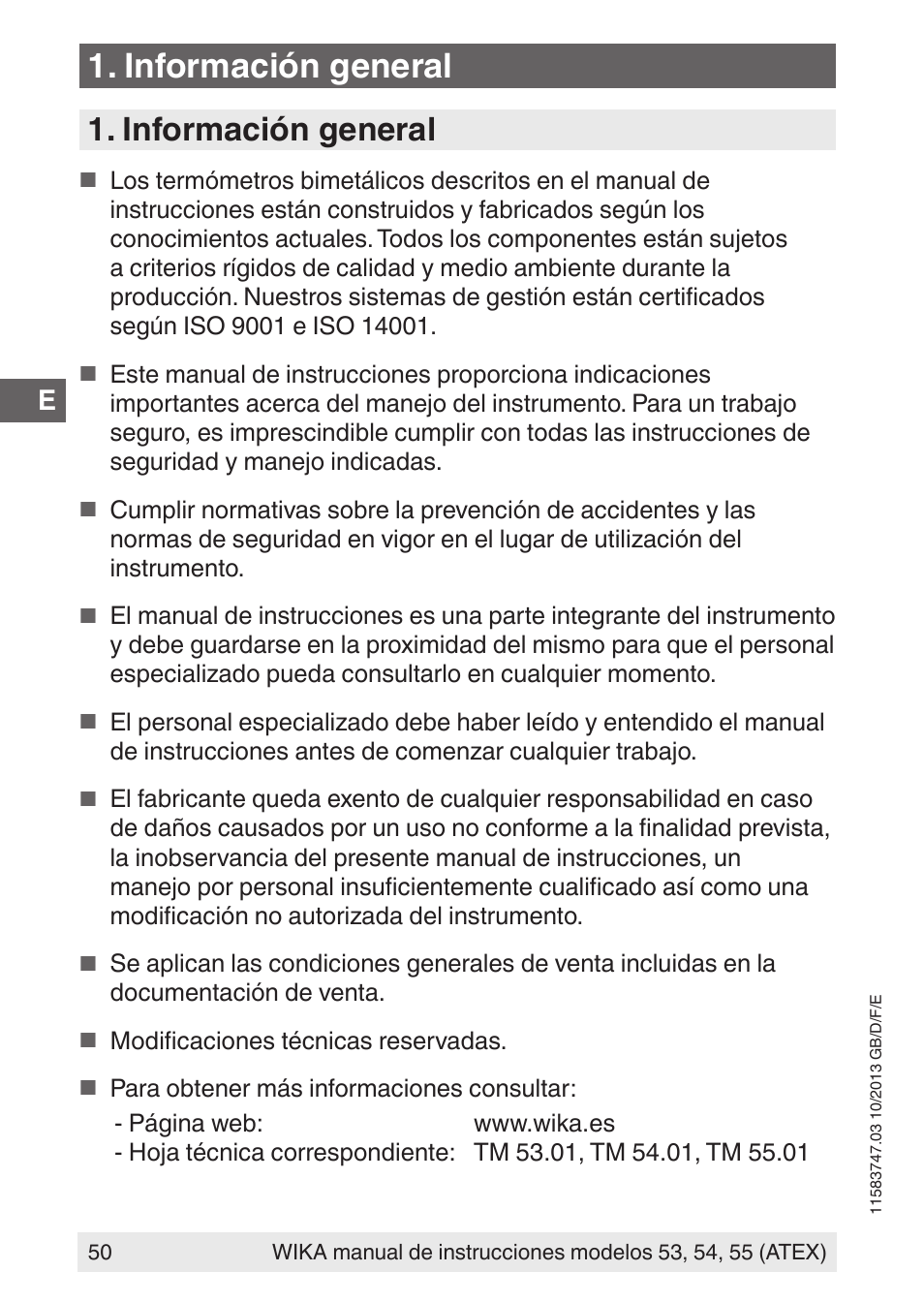 Información general | WIKA 55 User Manual | Page 50 / 64