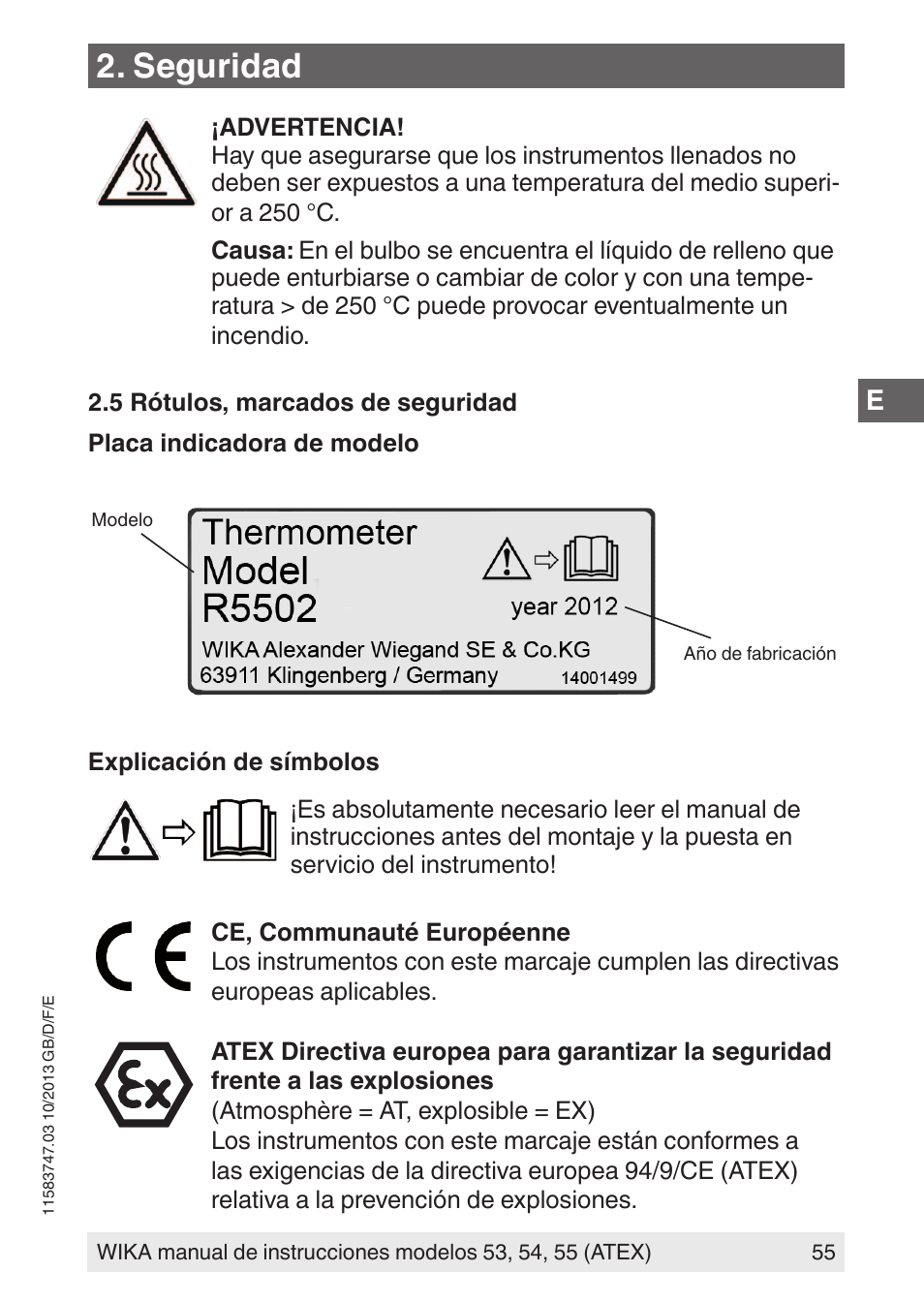 Seguridad | WIKA 55 User Manual | Page 55 / 64