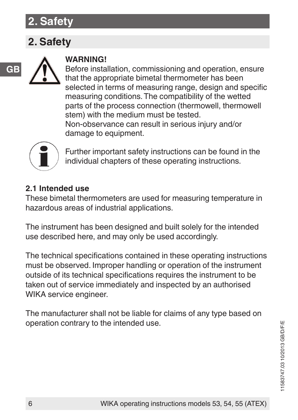 Safety | WIKA 55 User Manual | Page 6 / 64