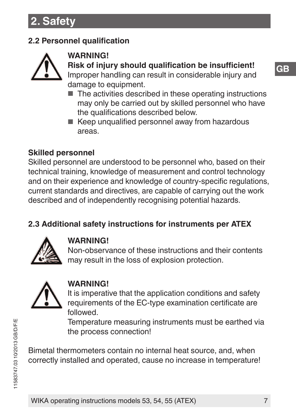 Safety | WIKA 55 User Manual | Page 7 / 64