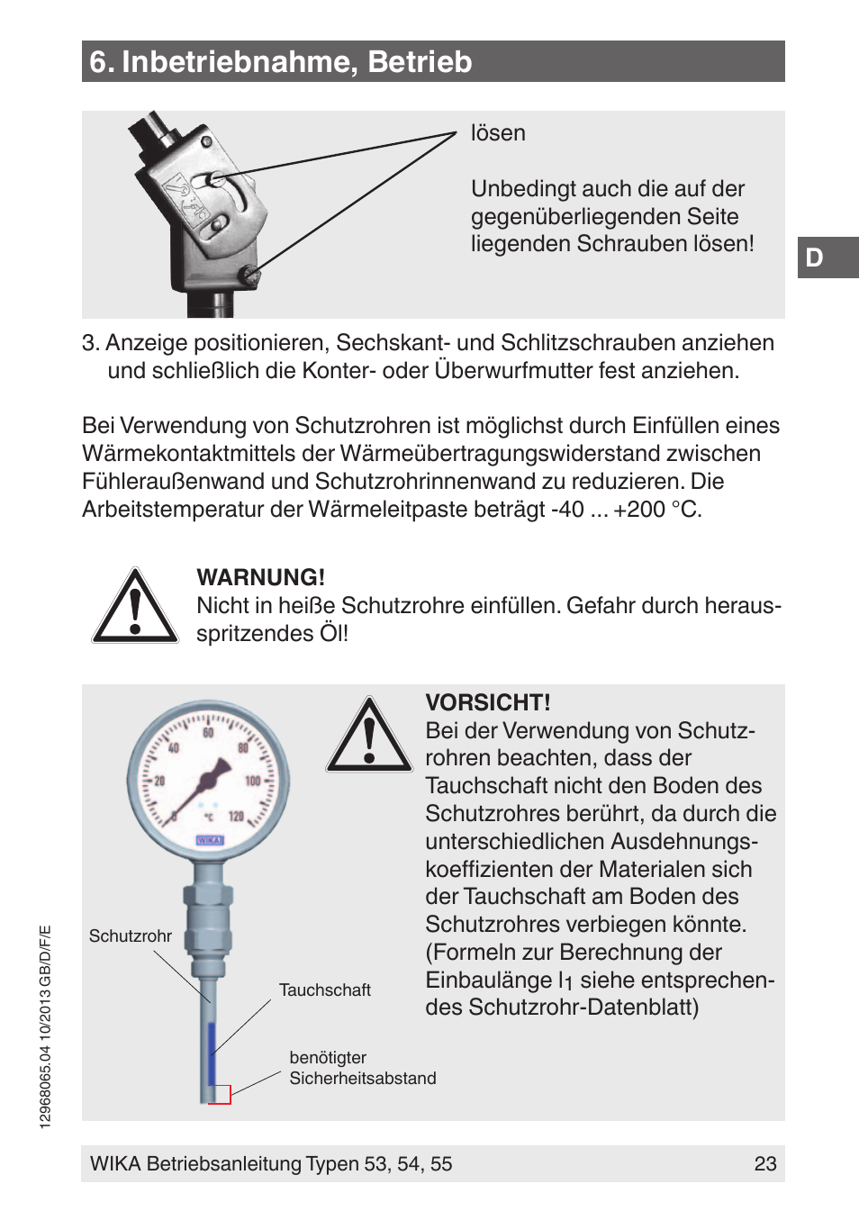 Inbetriebnahme, betrieb | WIKA 55 User Manual | Page 23 / 52