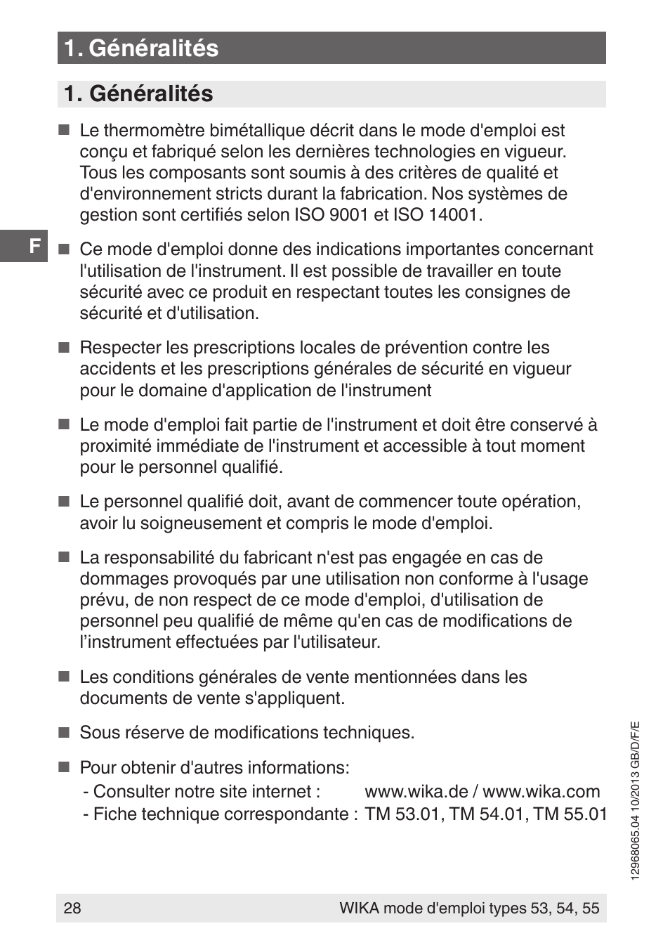 Généralités | WIKA 55 User Manual | Page 28 / 52