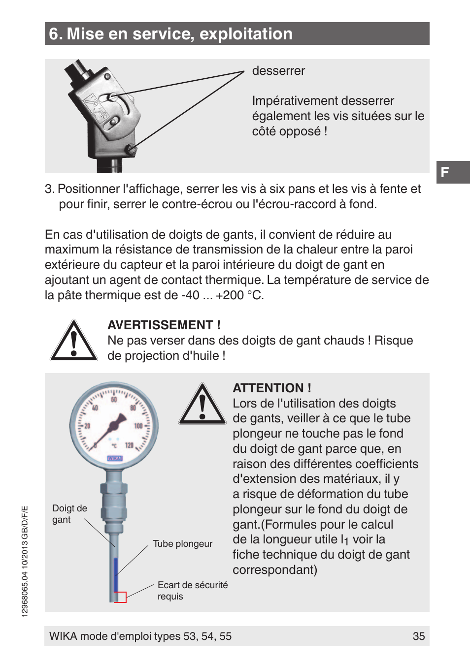 Mise en service, exploitation | WIKA 55 User Manual | Page 35 / 52