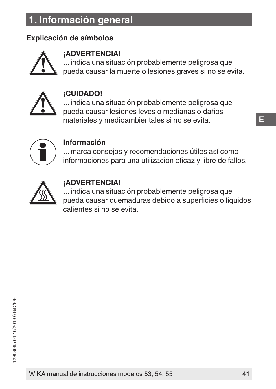 Información general | WIKA 55 User Manual | Page 41 / 52