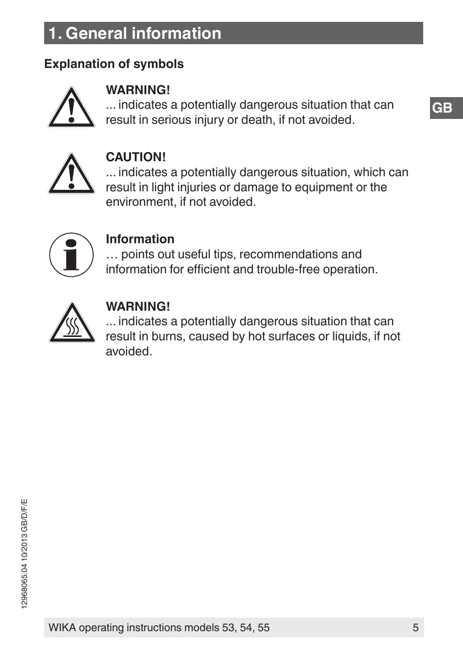 General information | WIKA 55 User Manual | Page 5 / 52