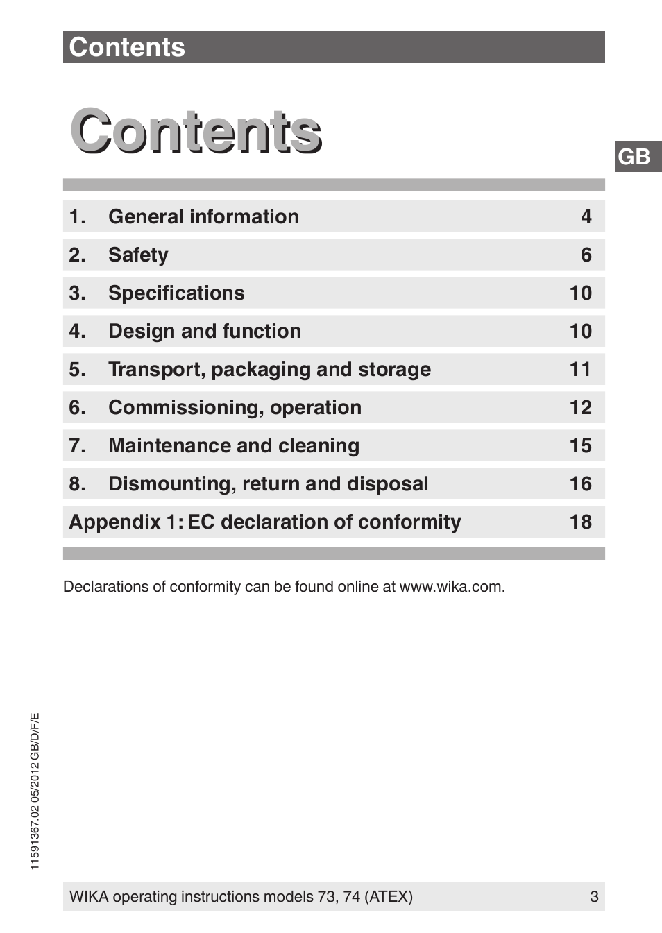 WIKA 73 User Manual | Page 3 / 68