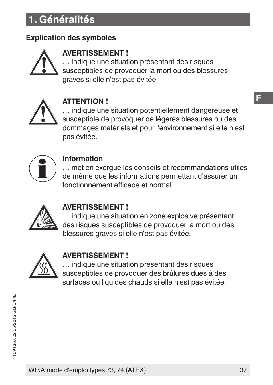 Généralités | WIKA 73 User Manual | Page 37 / 68