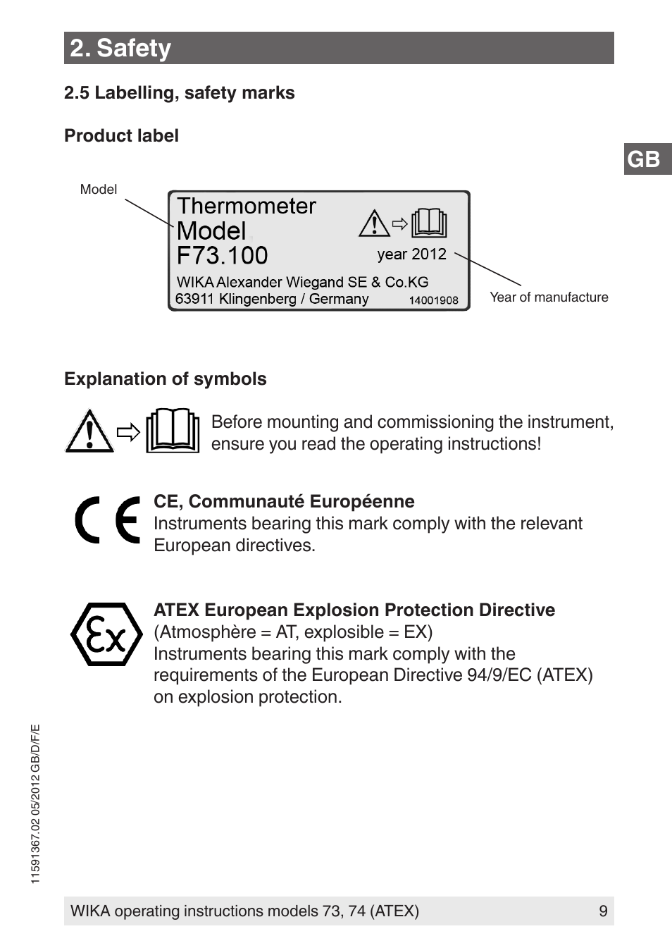 Safety | WIKA 73 User Manual | Page 9 / 68