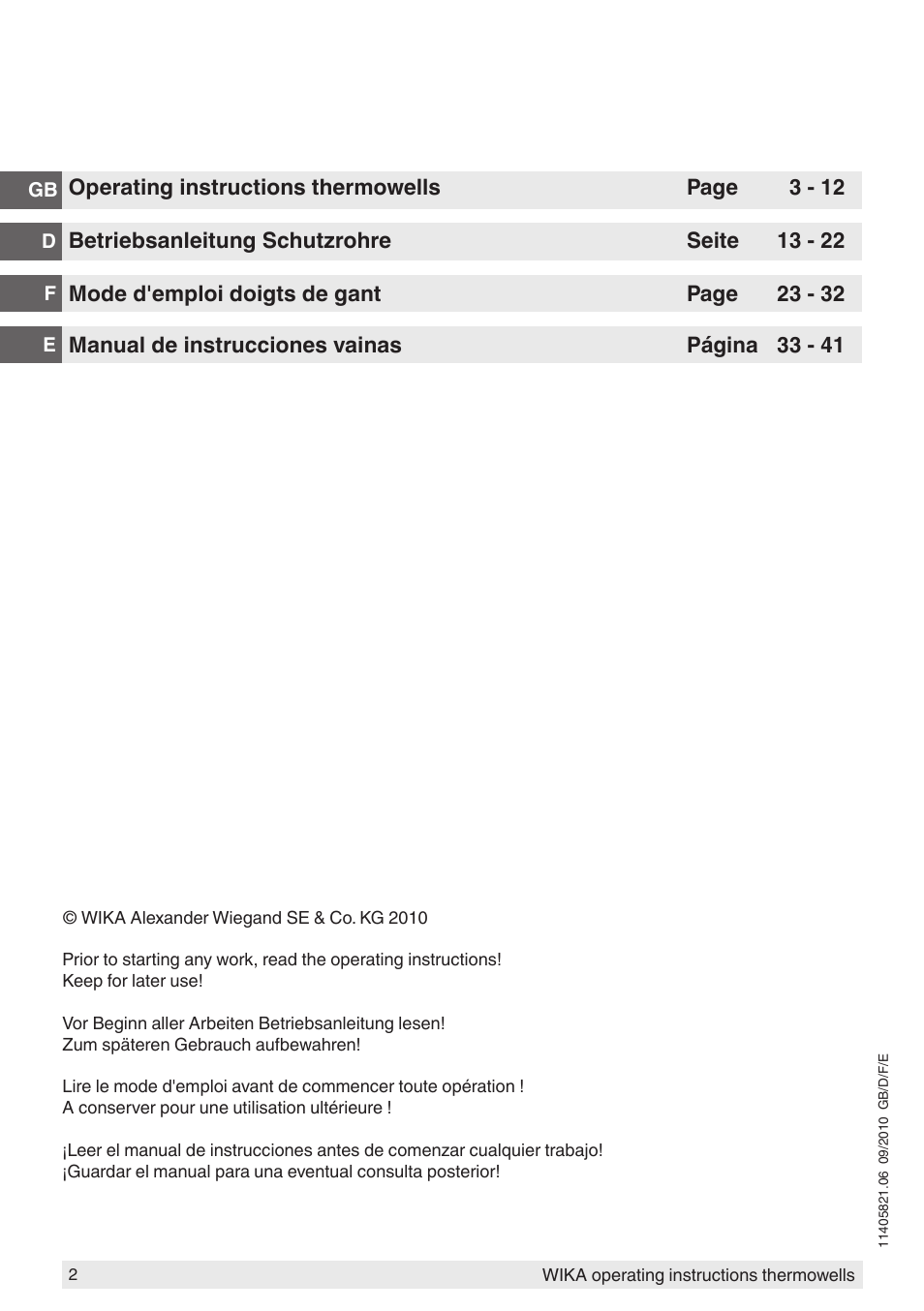 WIKA TW10-P User Manual | Page 2 / 44