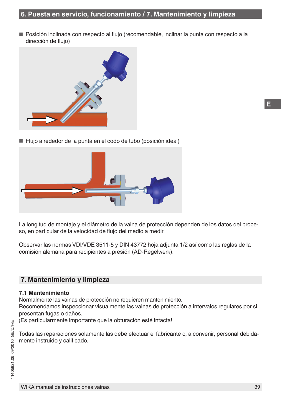 Mantenimiento y limpieza | WIKA TW10-P User Manual | Page 39 / 44
