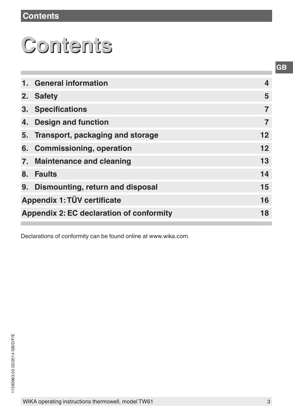 WIKA TW61 User Manual | Page 3 / 68