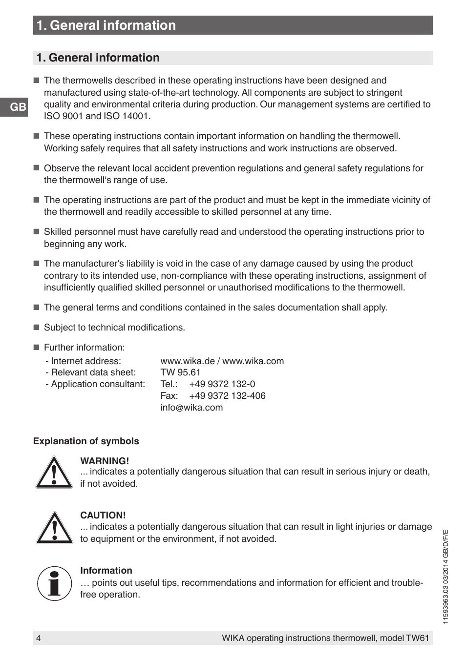 General information | WIKA TW61 User Manual | Page 4 / 68