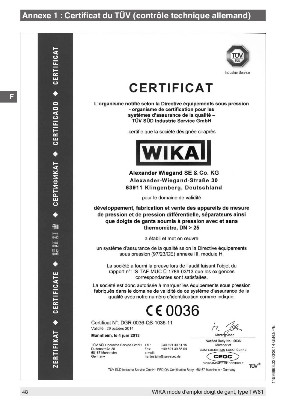 WIKA TW61 User Manual | Page 48 / 68