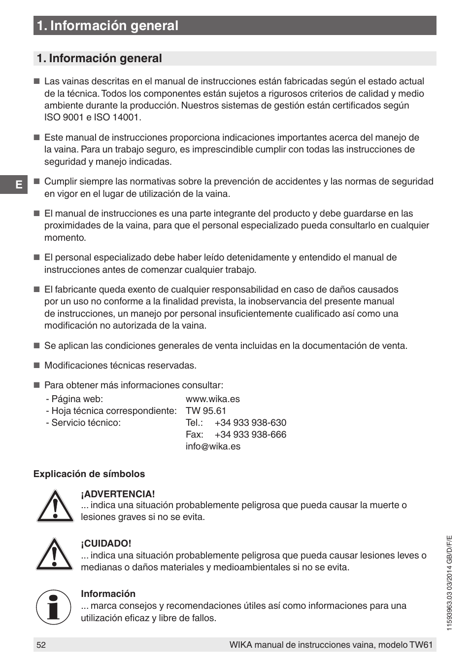 Información general | WIKA TW61 User Manual | Page 52 / 68