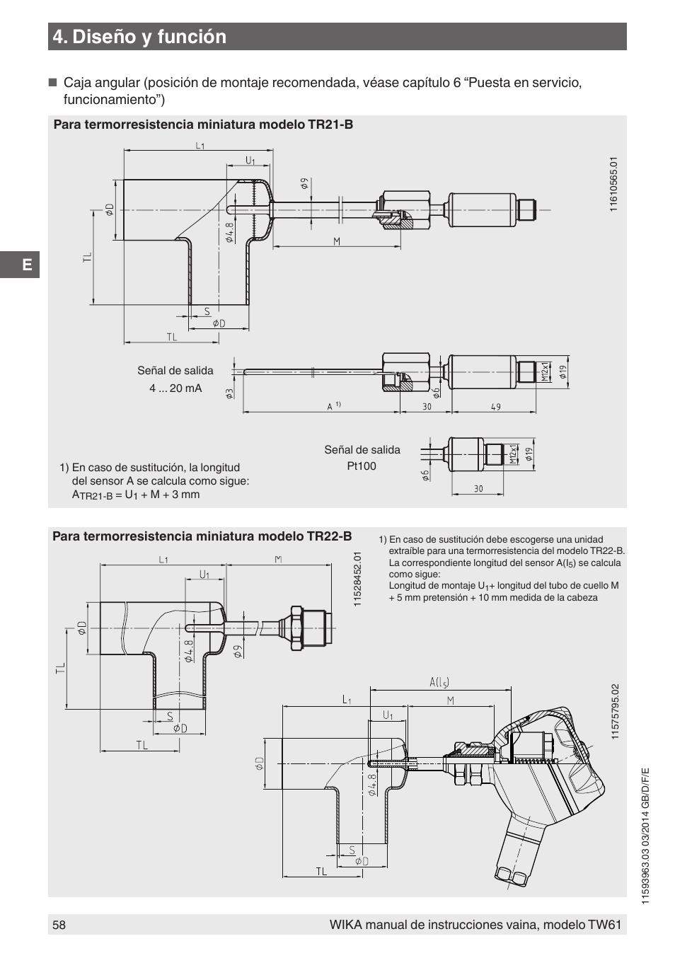 Diseño y función | WIKA TW61 User Manual | Page 58 / 68