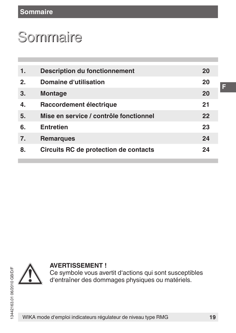 Sommaire | WIKA FLR User Manual | Page 19 / 28