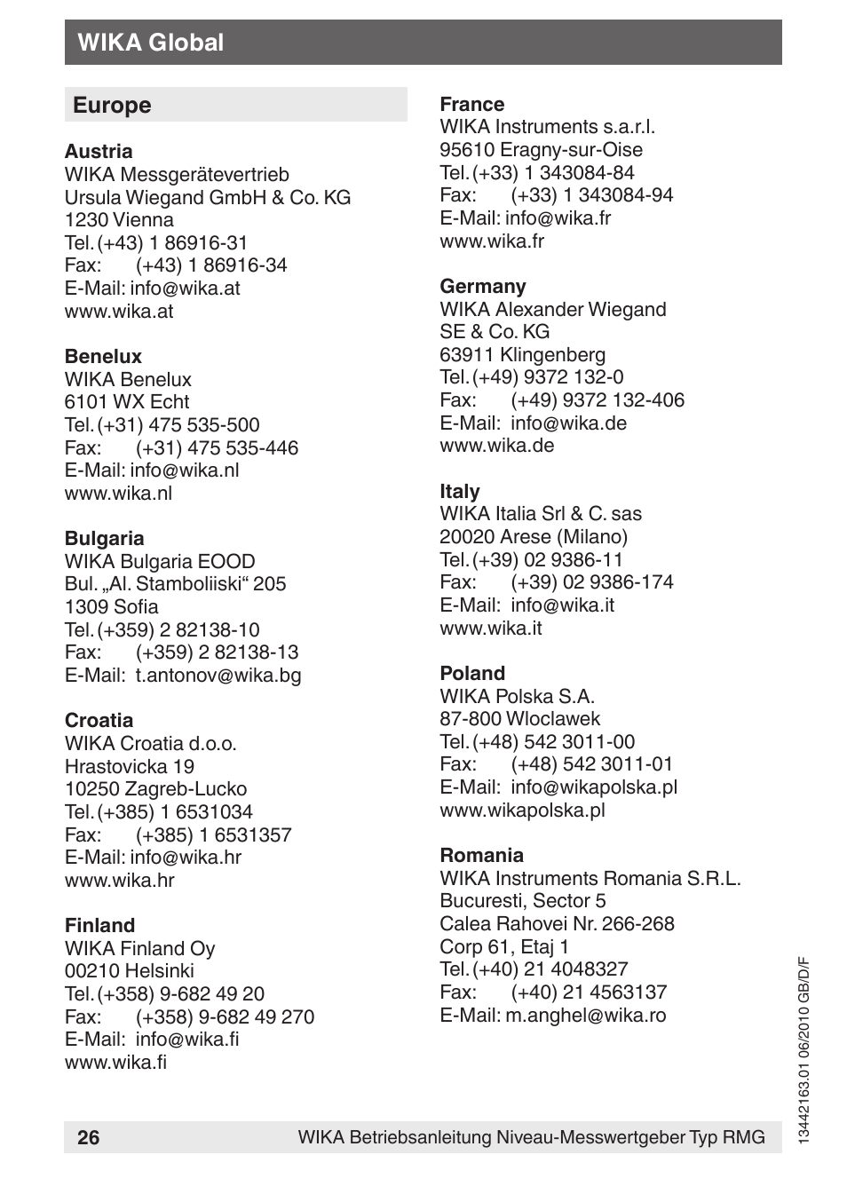 Wika global | WIKA FLR User Manual | Page 26 / 28