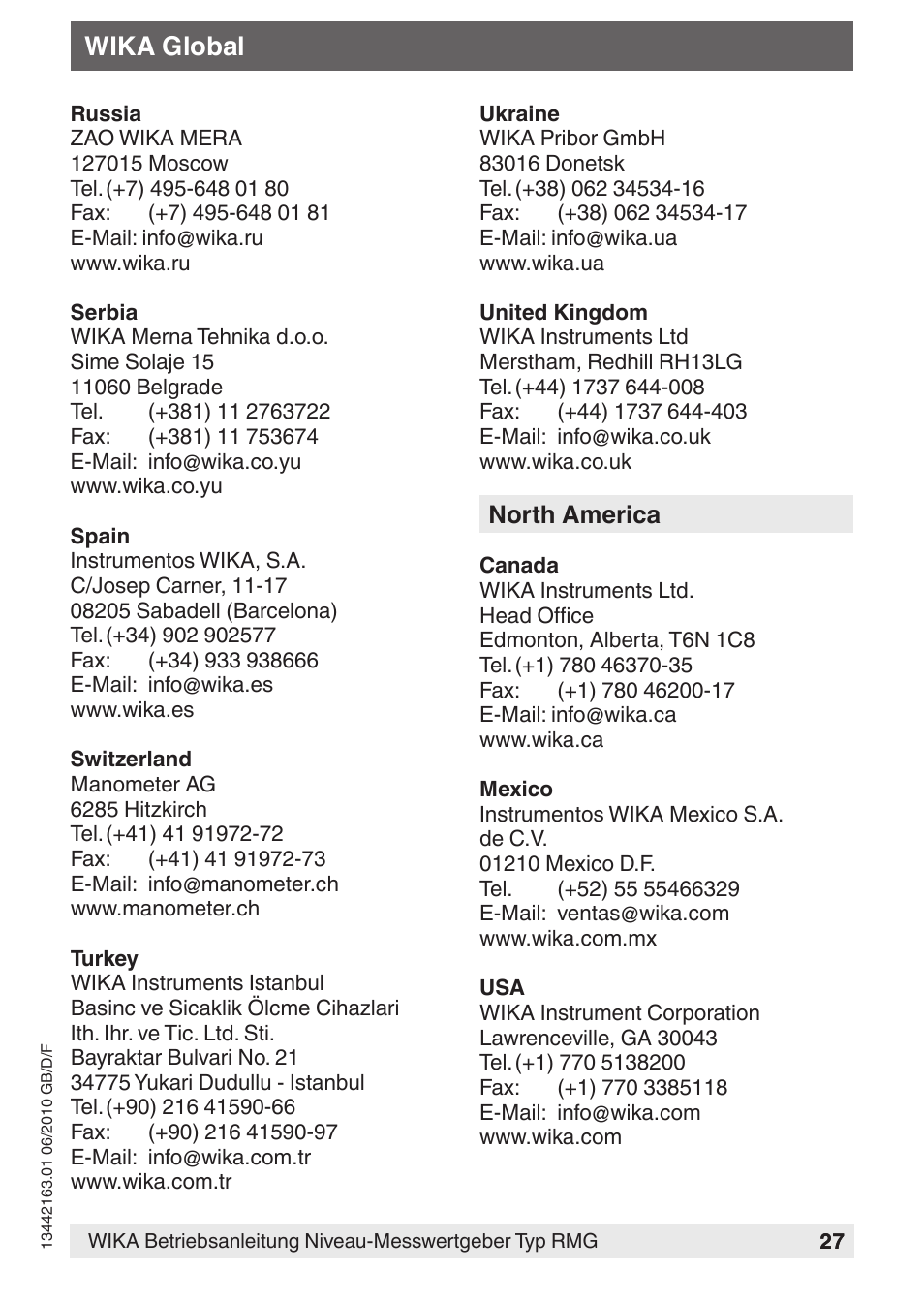Wika global | WIKA FLR User Manual | Page 27 / 28
