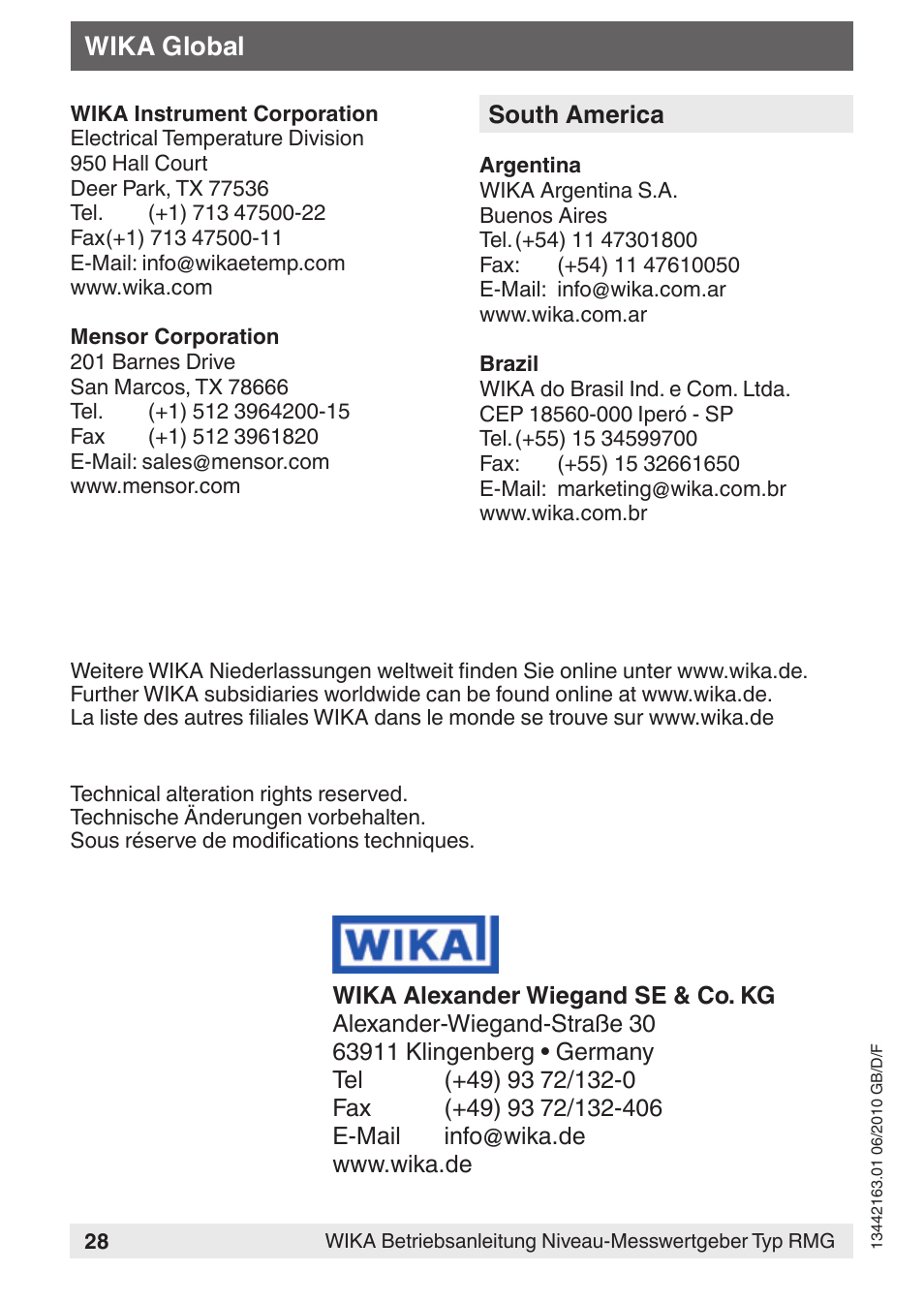 Wika global | WIKA FLR User Manual | Page 28 / 28