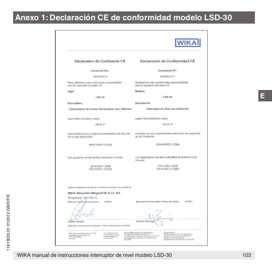 WIKA LSD-30 User Manual | Page 103 / 104
