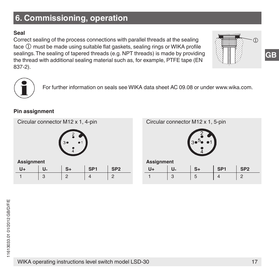 Commissioning, operation | WIKA LSD-30 User Manual | Page 17 / 104