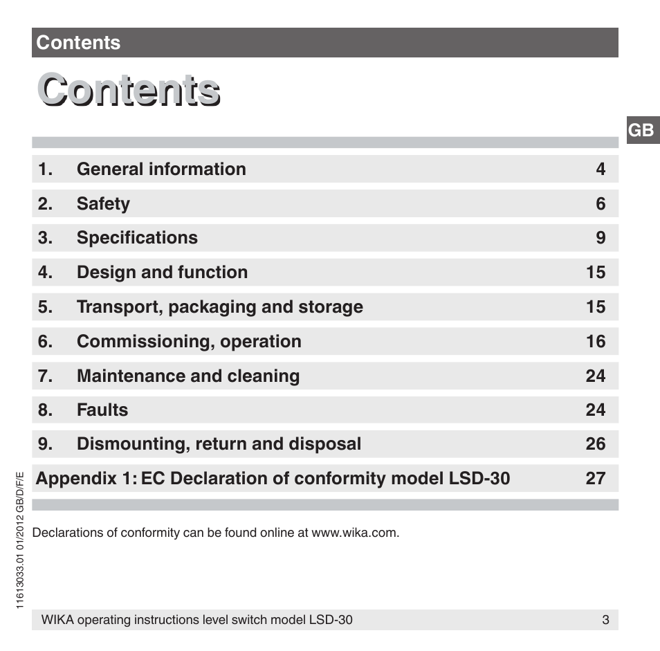 WIKA LSD-30 User Manual | Page 3 / 104