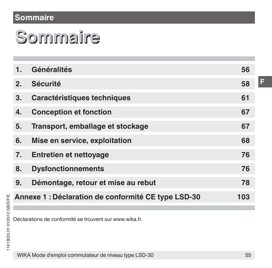 Sommaire | WIKA LSD-30 User Manual | Page 55 / 104
