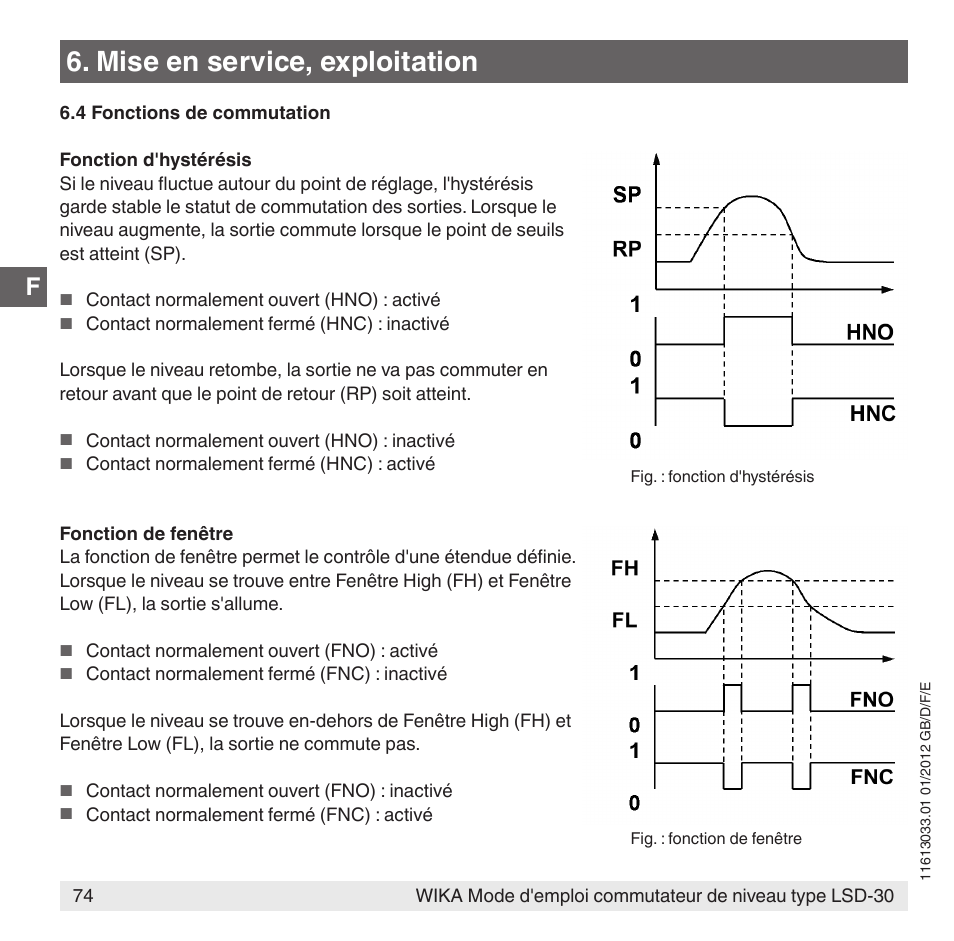 Mise en service, exploitation | WIKA LSD-30 User Manual | Page 74 / 104