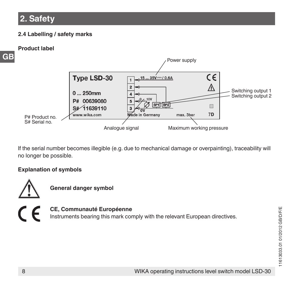 Safety | WIKA LSD-30 User Manual | Page 8 / 104