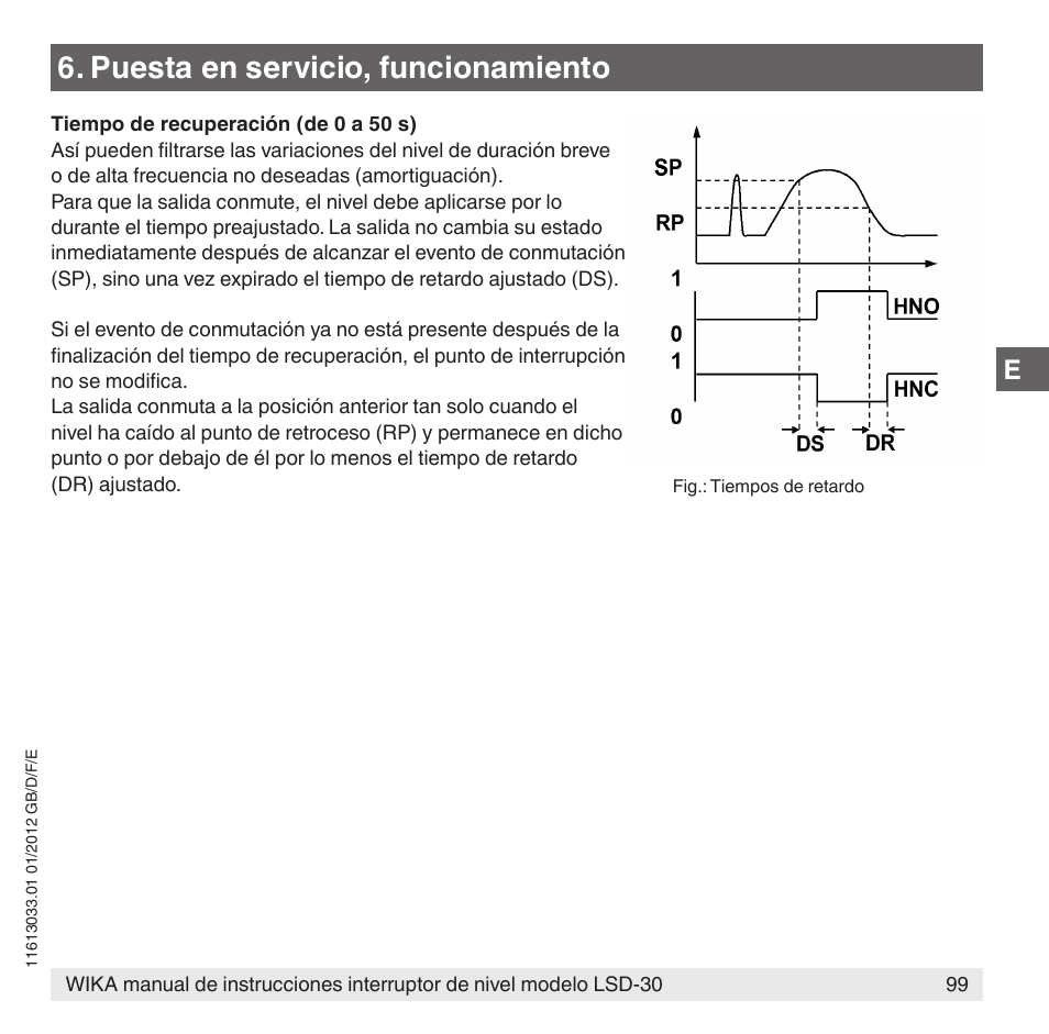 Puesta en servicio, funcionamiento | WIKA LSD-30 User Manual | Page 99 / 104