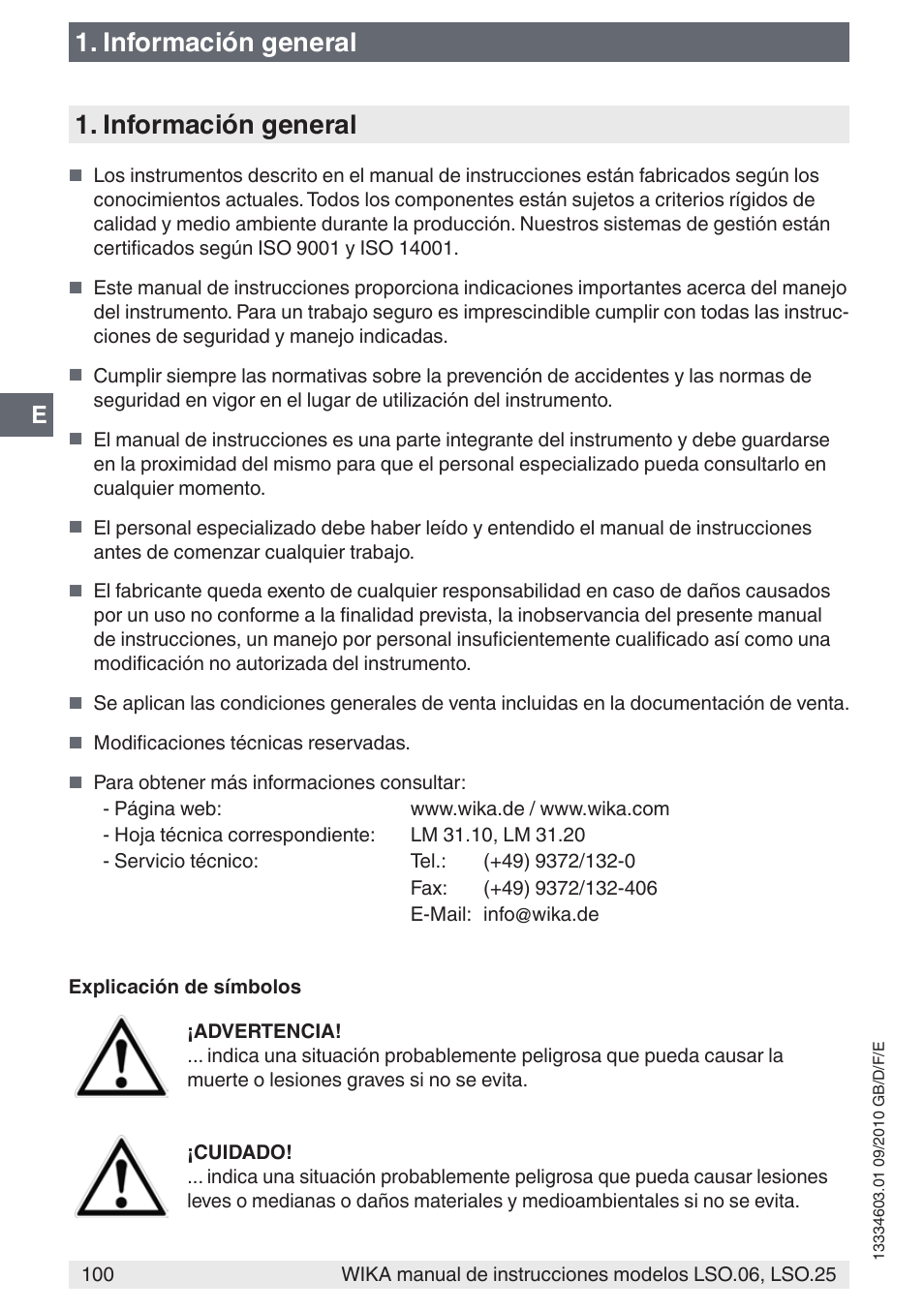 Información general | WIKA LSO.25 User Manual | Page 100 / 132