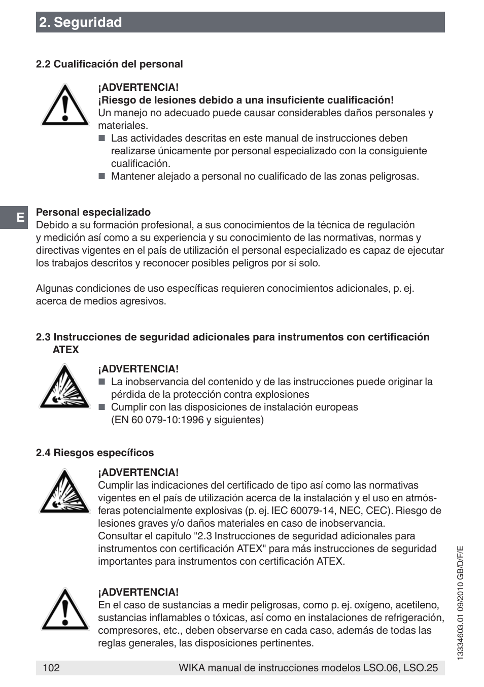 Seguridad | WIKA LSO.25 User Manual | Page 102 / 132