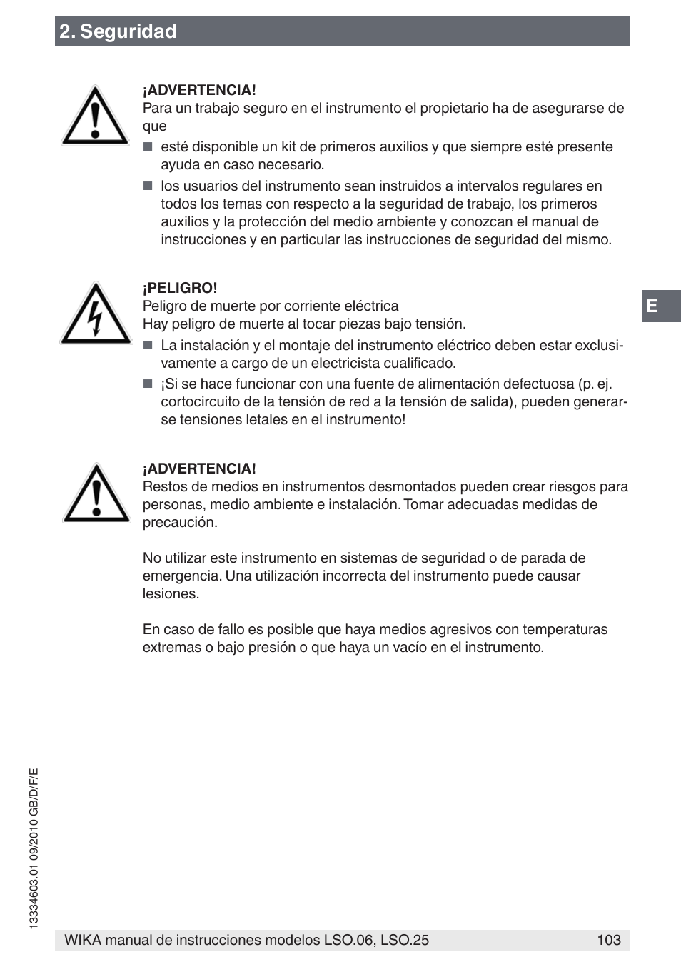 Seguridad | WIKA LSO.25 User Manual | Page 103 / 132