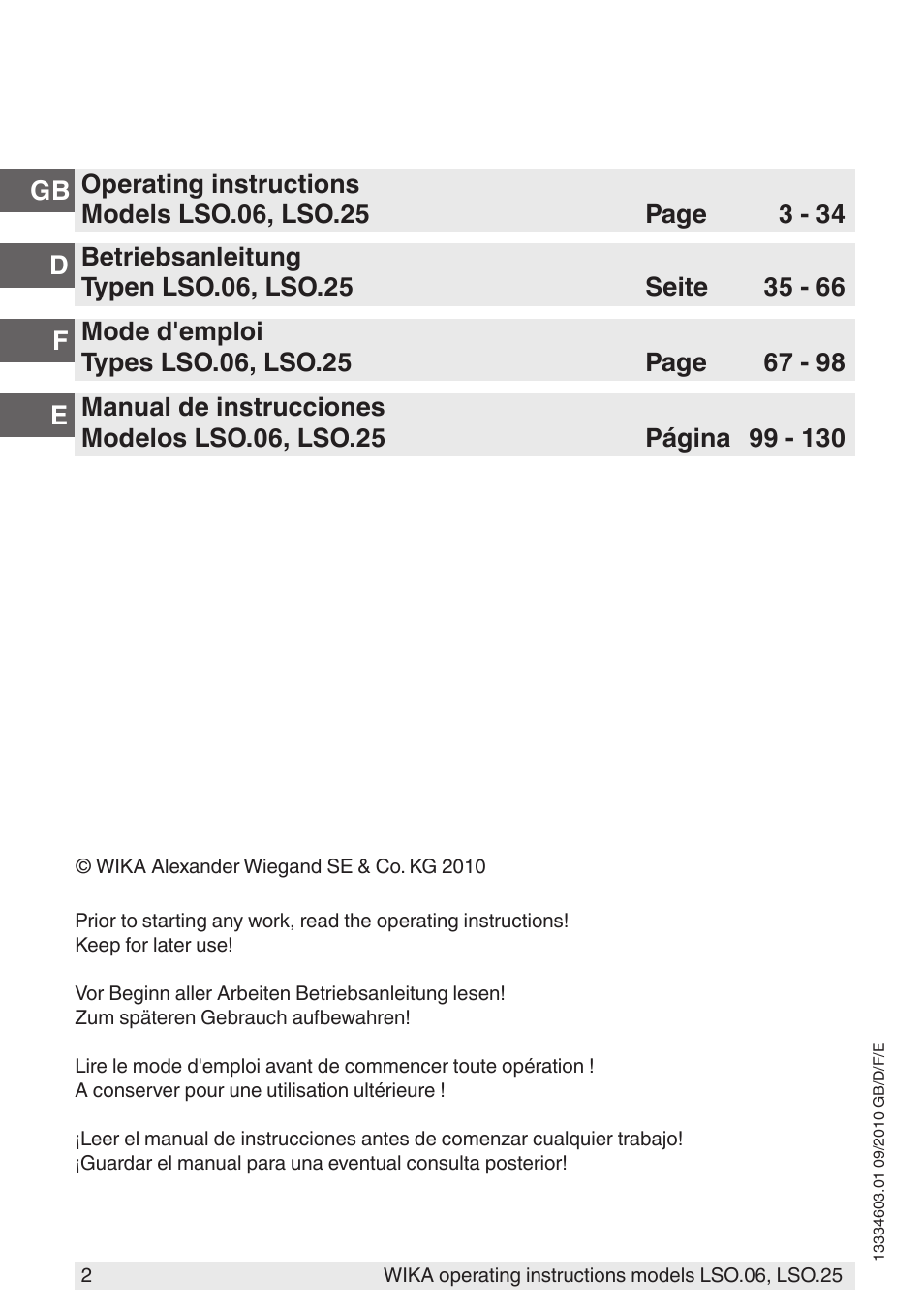 WIKA LSO.25 User Manual | Page 2 / 132