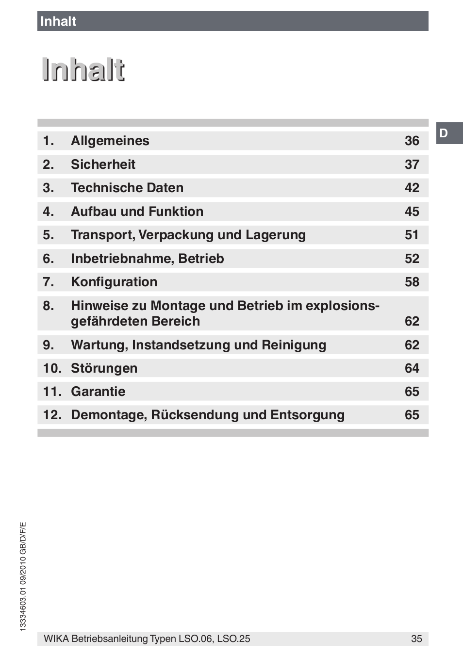 Inhalt | WIKA LSO.25 User Manual | Page 35 / 132