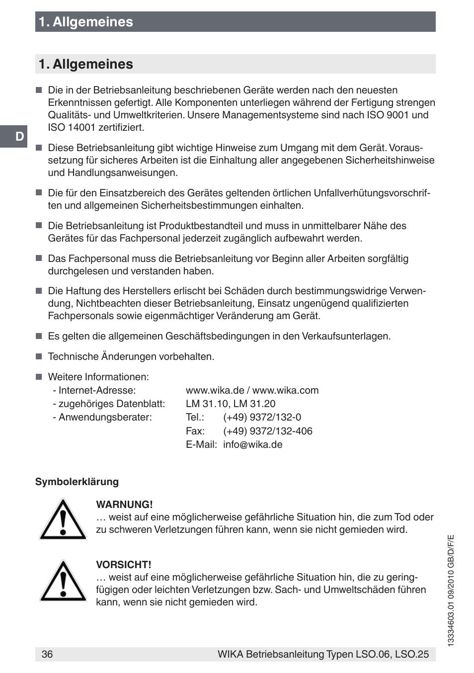 Allgemeines | WIKA LSO.25 User Manual | Page 36 / 132