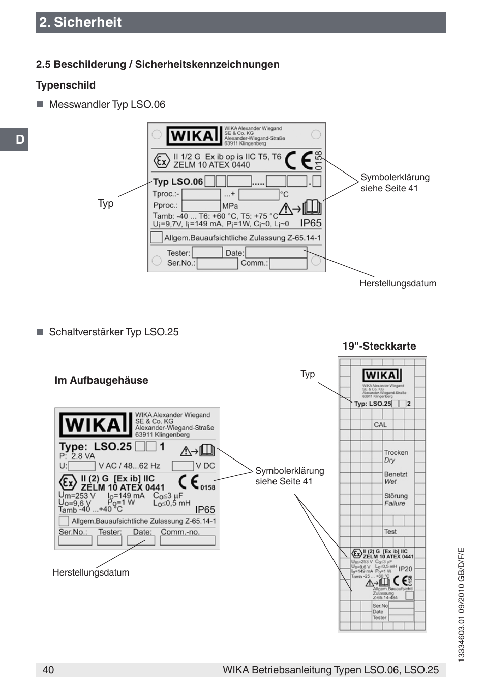 Sicherheit | WIKA LSO.25 User Manual | Page 40 / 132