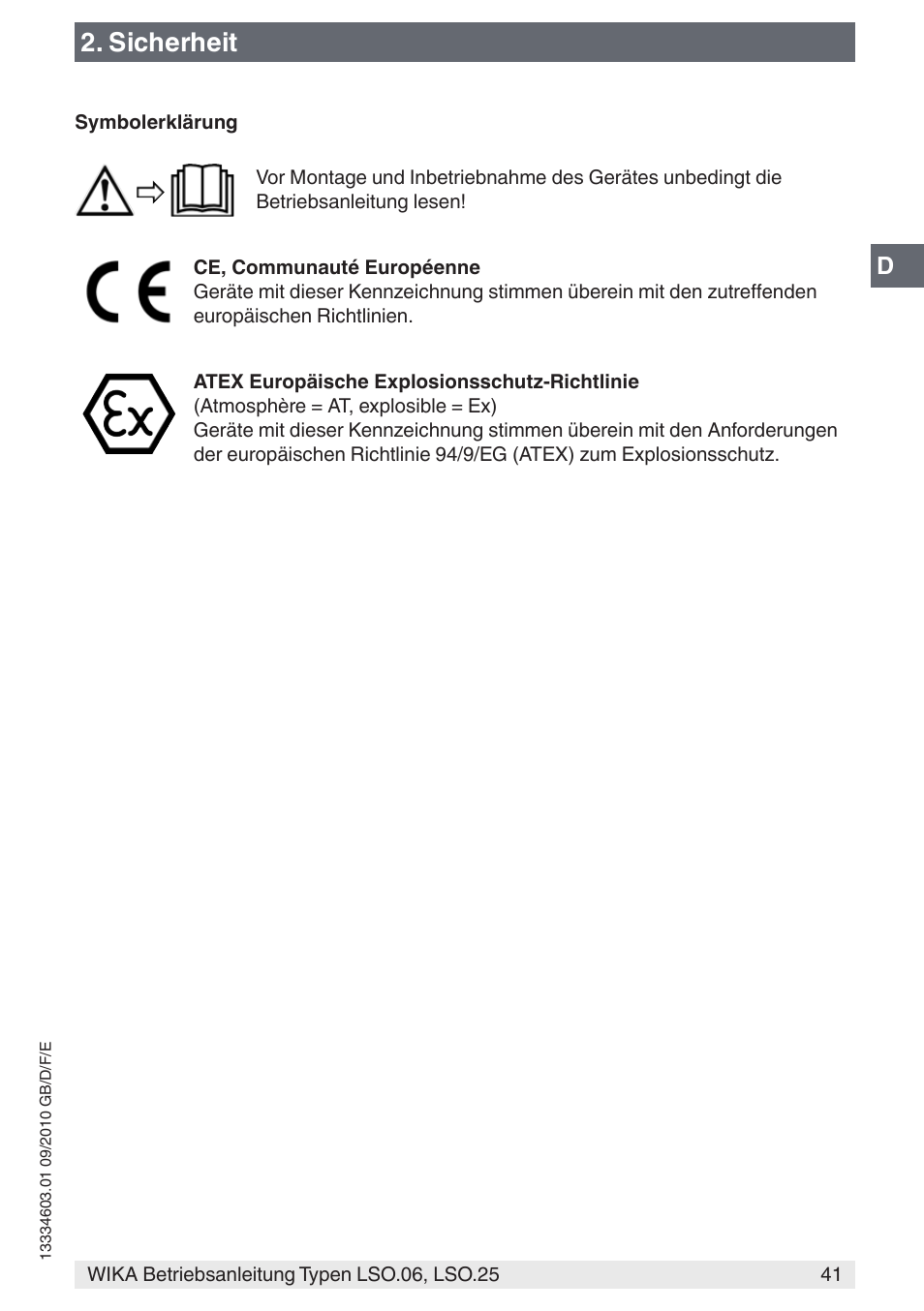 Sicherheit | WIKA LSO.25 User Manual | Page 41 / 132