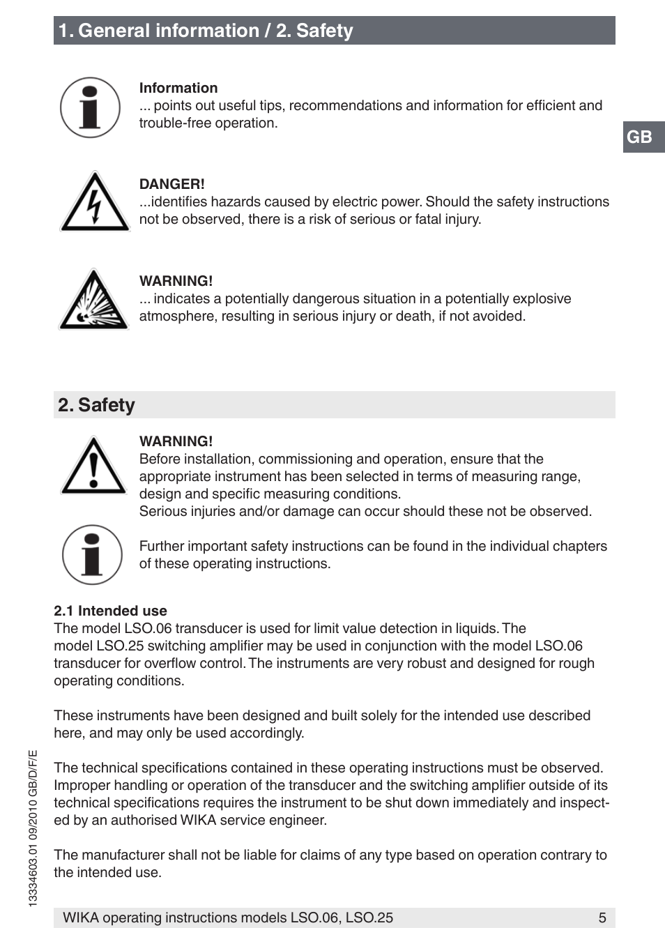 General information / 2. safety, Safety | WIKA LSO.25 User Manual | Page 5 / 132