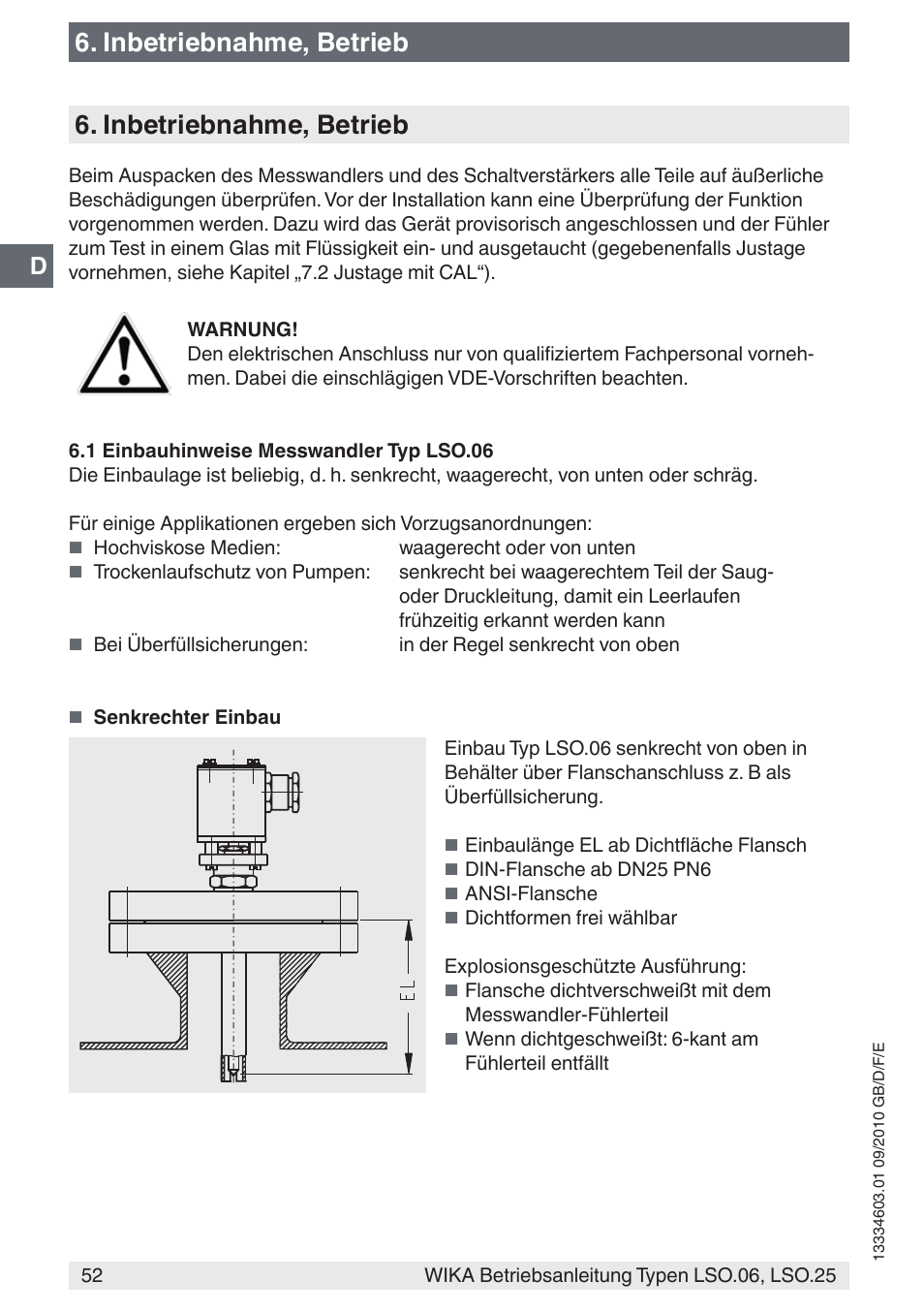 Inbetriebnahme, betrieb | WIKA LSO.25 User Manual | Page 52 / 132