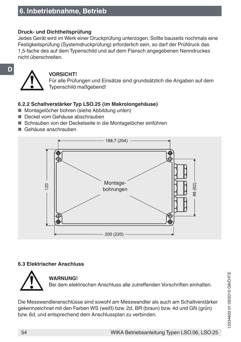 Inbetriebnahme, betrieb | WIKA LSO.25 User Manual | Page 54 / 132