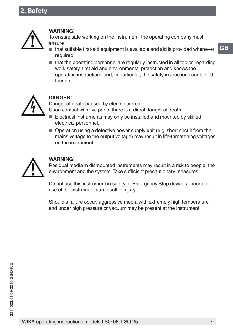 Safety | WIKA LSO.25 User Manual | Page 7 / 132