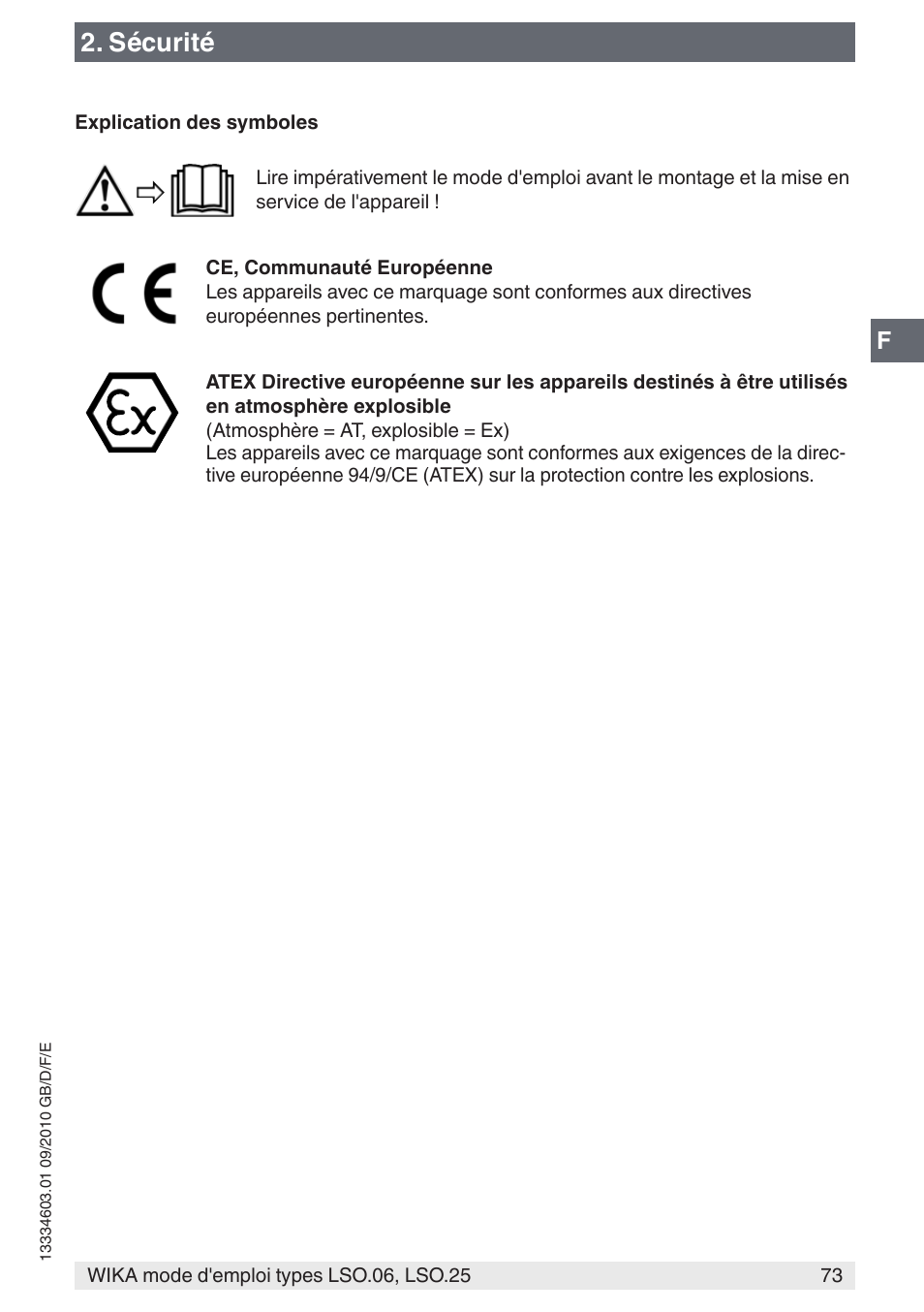 Sécurité | WIKA LSO.25 User Manual | Page 73 / 132