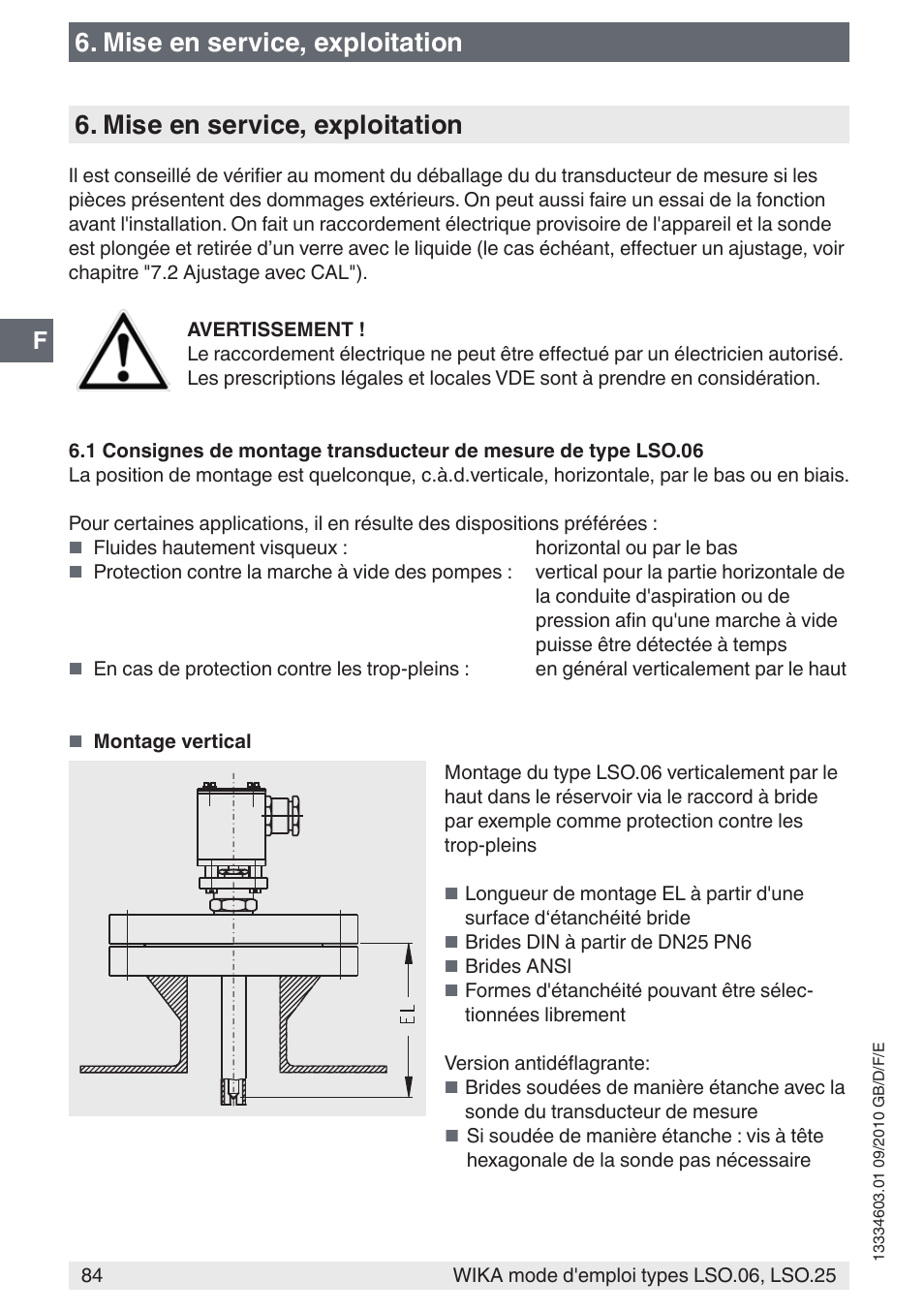 Mise en service, exploitation | WIKA LSO.25 User Manual | Page 84 / 132