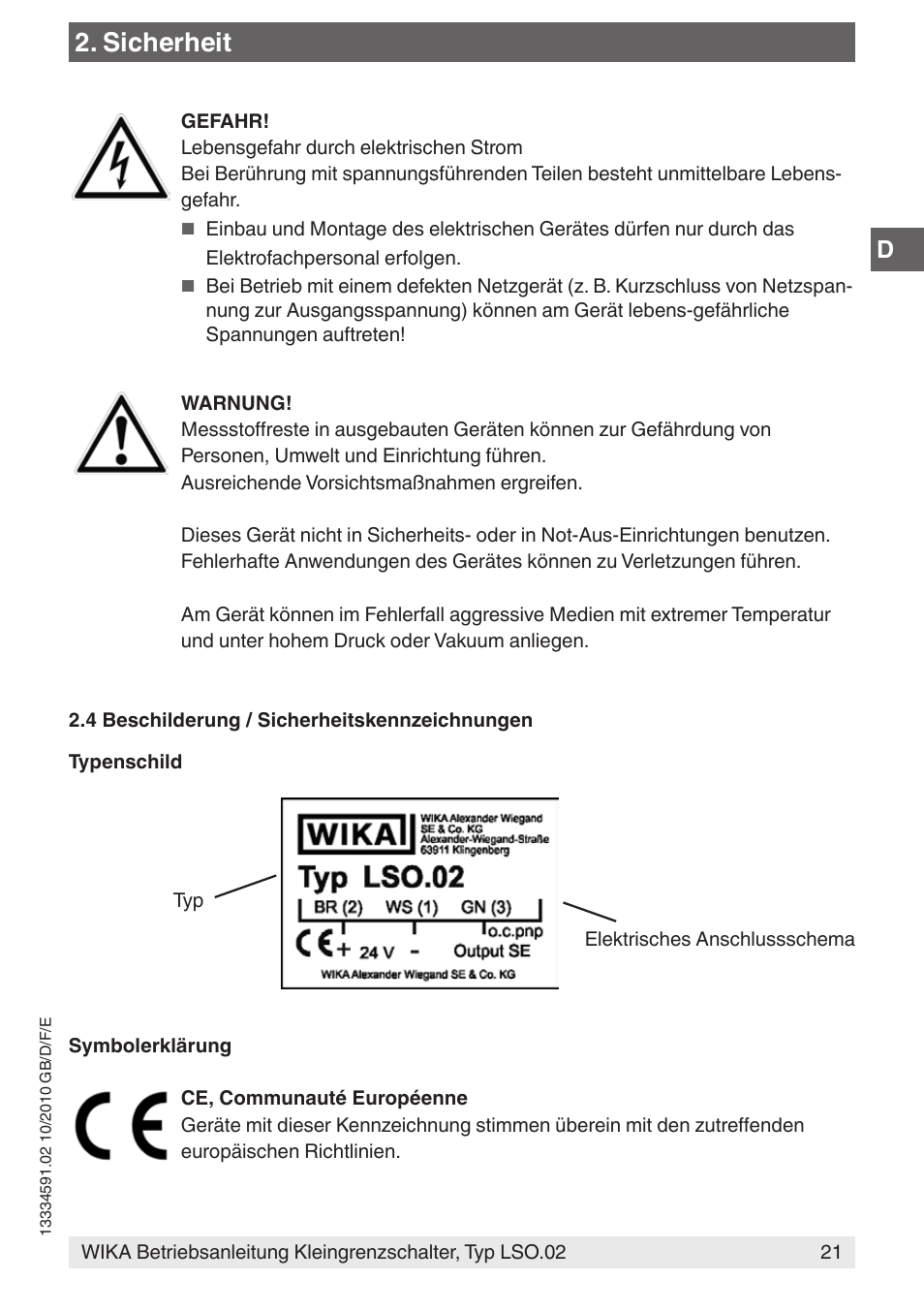 Sicherheit | WIKA OLS-C20 User Manual | Page 21 / 60