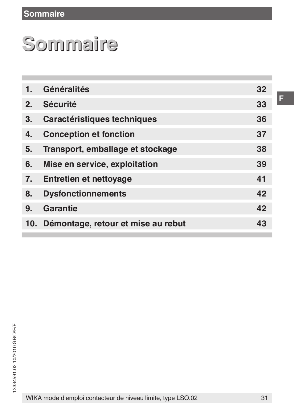 Sommaire | WIKA OLS-C20 User Manual | Page 31 / 60