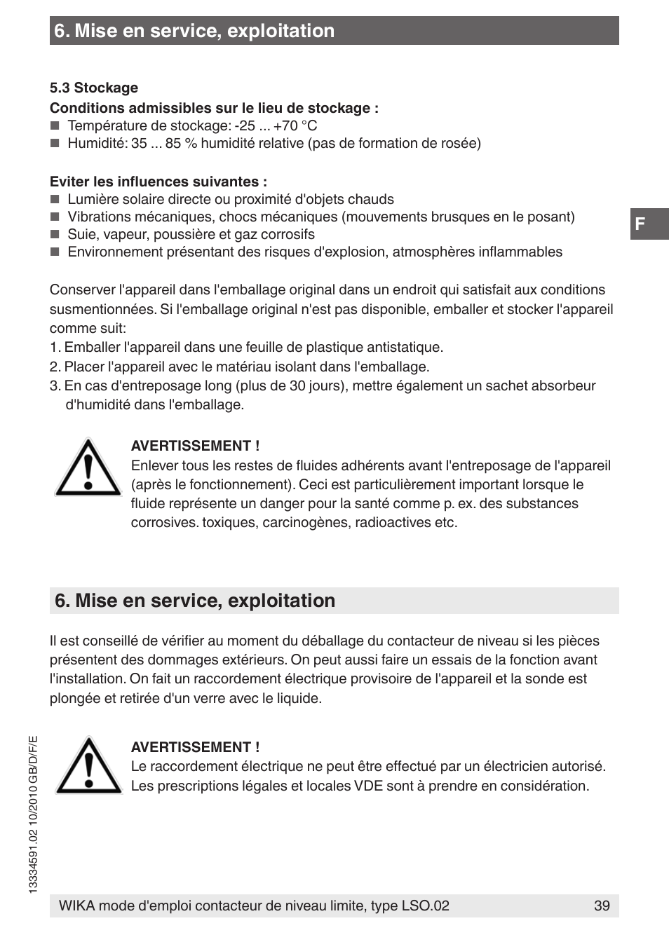 Mise en service, exploitation | WIKA OLS-C20 User Manual | Page 39 / 60